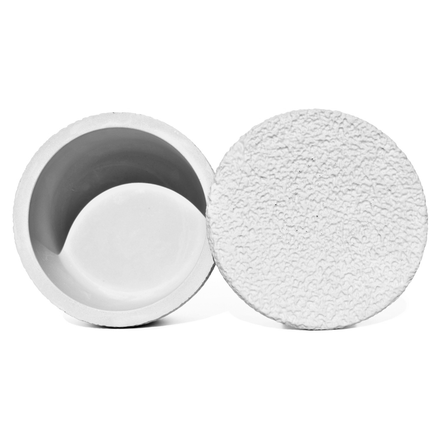 Pote Texturizado Clássico Baixo 12cm em Cimento Artesanal - Branco