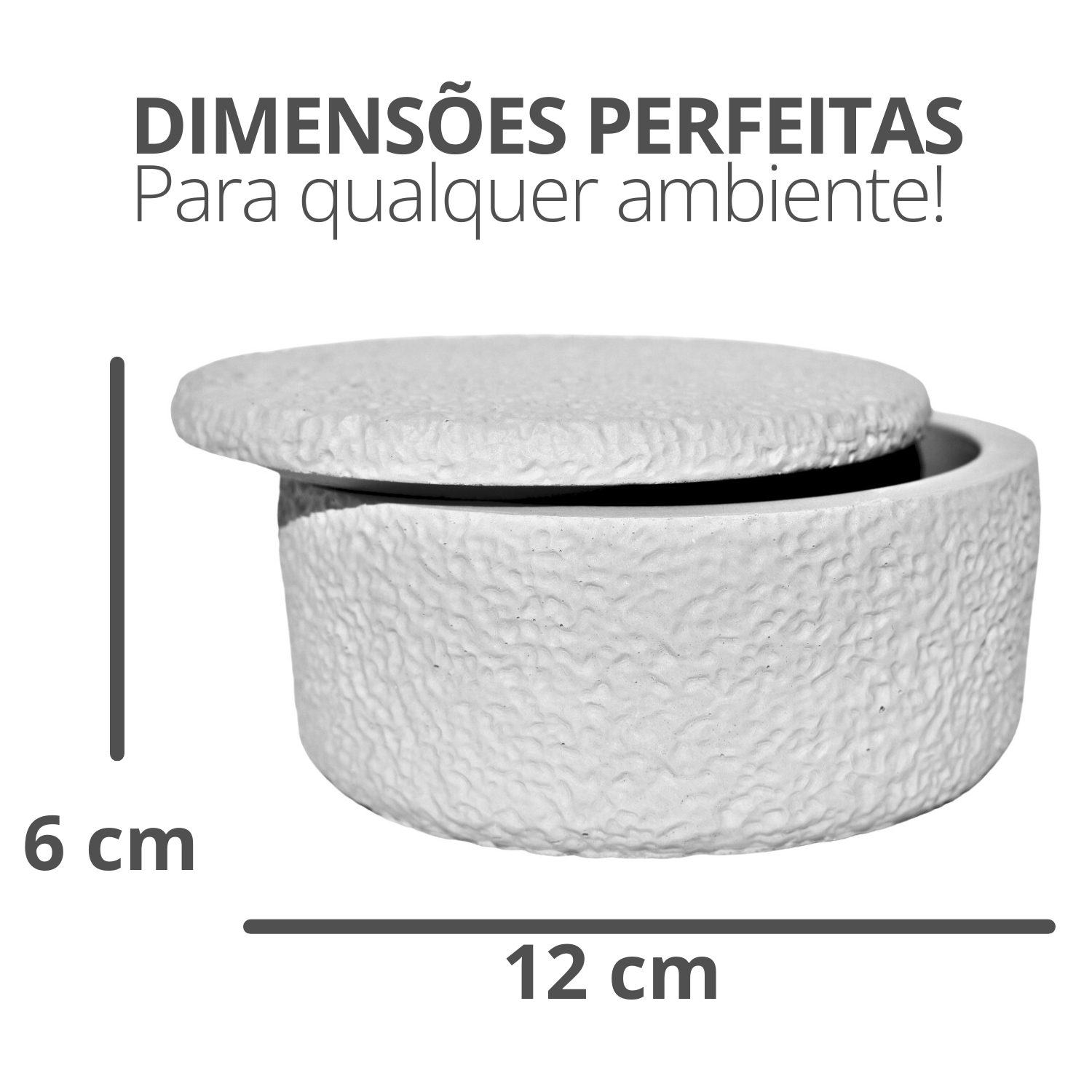 Pote Texturizado Clássico Baixo 12cm em Cimento Artesanal - Palha