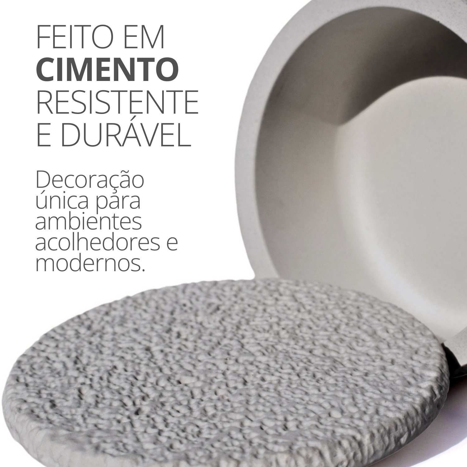 Pote Texturizado Clássico Baixo 12cm em Cimento Artesanal - Palha