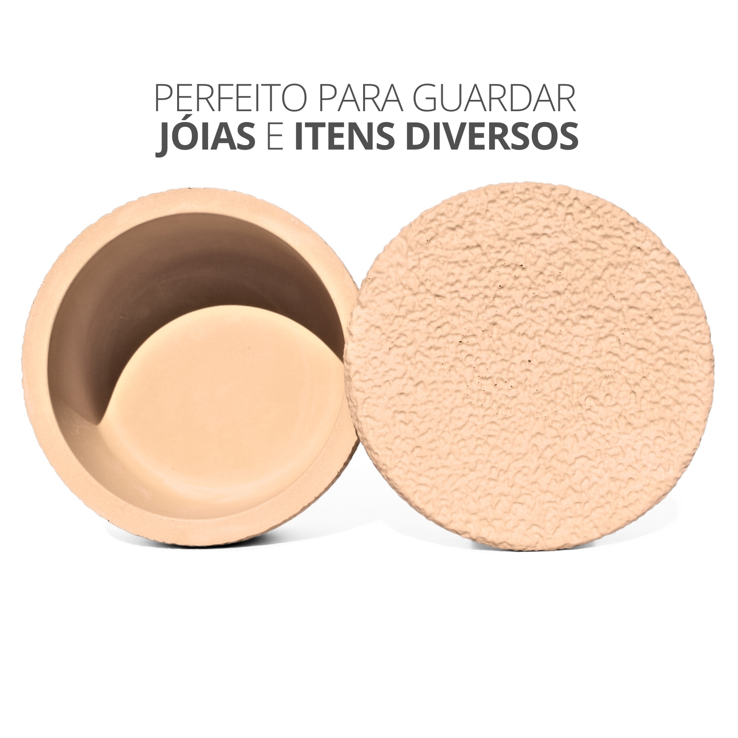 Pote Texturizado Clássico Baixo 12cm em Cimento Artesanal - Palha