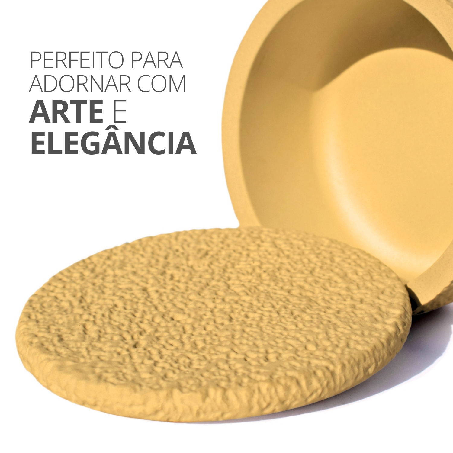 Pote Texturizado Clássico Baixo 12cm em Cimento Artesanal - Vermelho