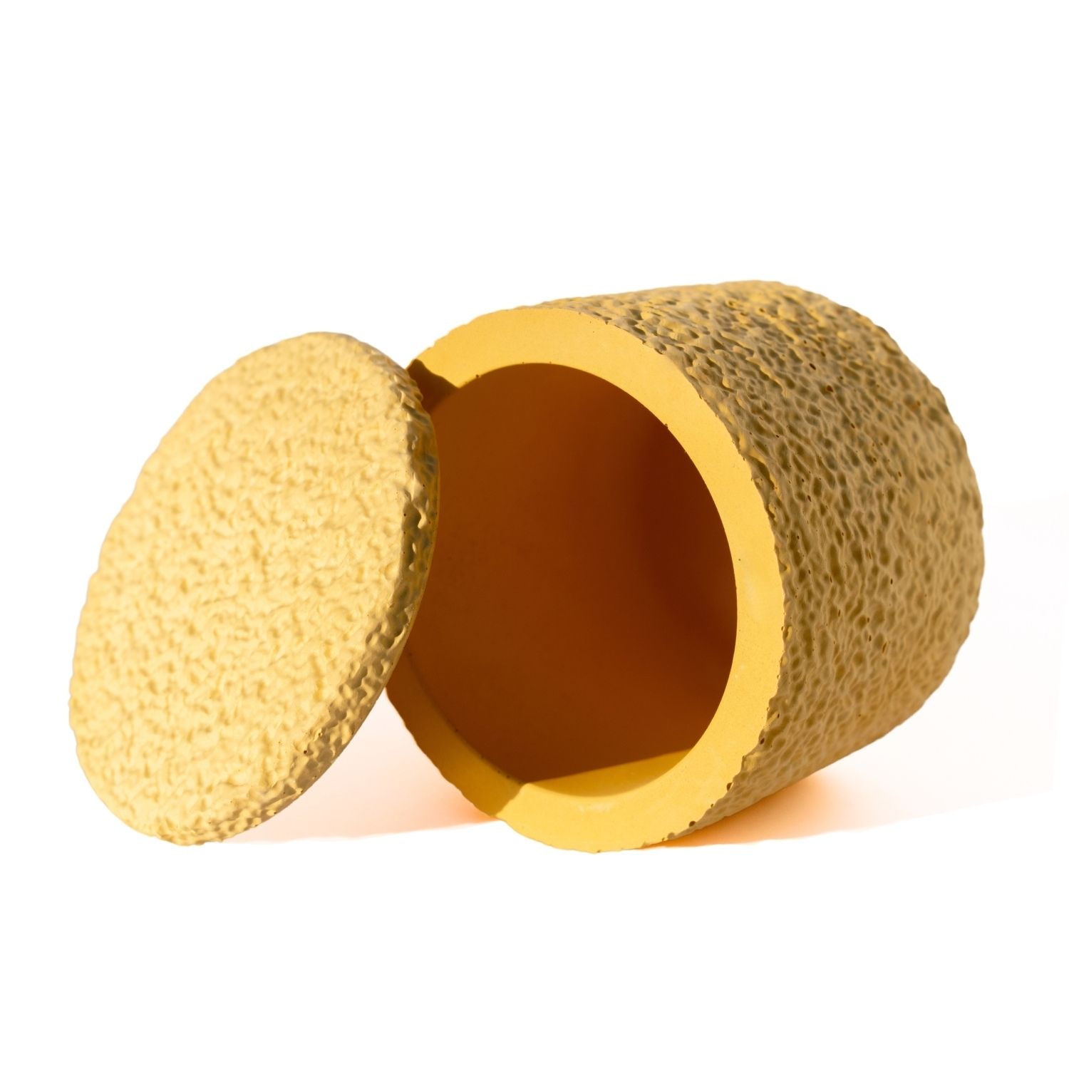 Pote Texturizado Clássico P Artesanal 7x9cm Em Resina Mineral - Amarelo