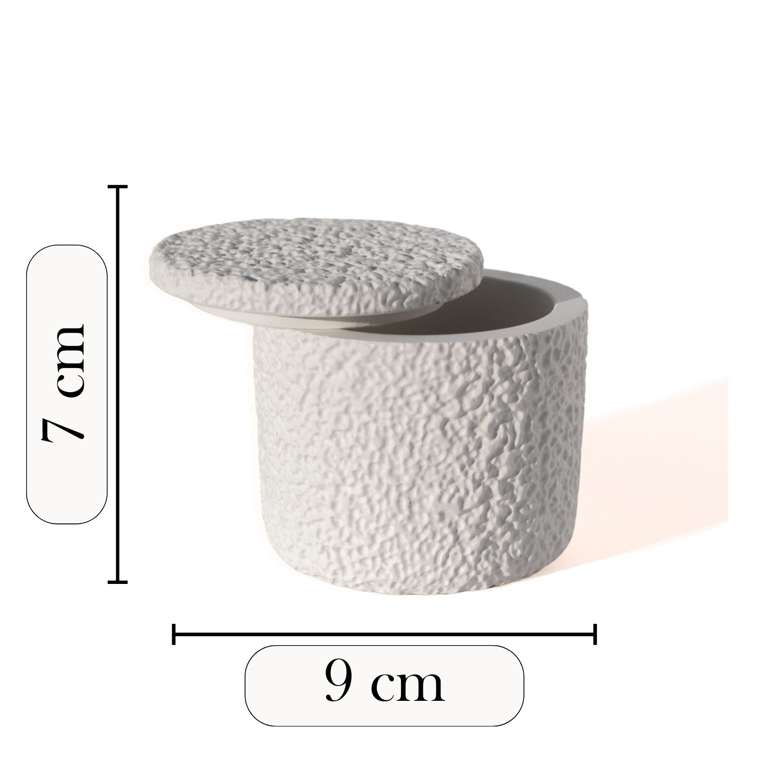 Pote Texturizado Clássico P Artesanal 7x9cm Em Resina Mineral - Branco