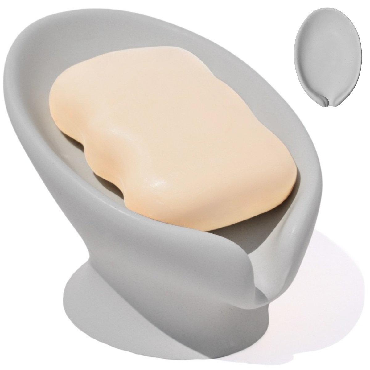 Saboneteira Porta Sabonete Banheiro Moderna Luxo 13cm em Cimento - Cinza