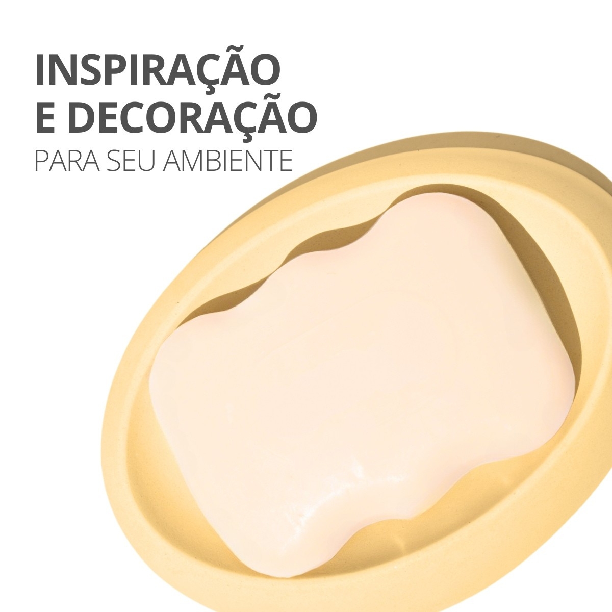 Saboneteira Porta Sabonete Banheiro Oval  Luxo 12,5cm em Cimento - Amarelo