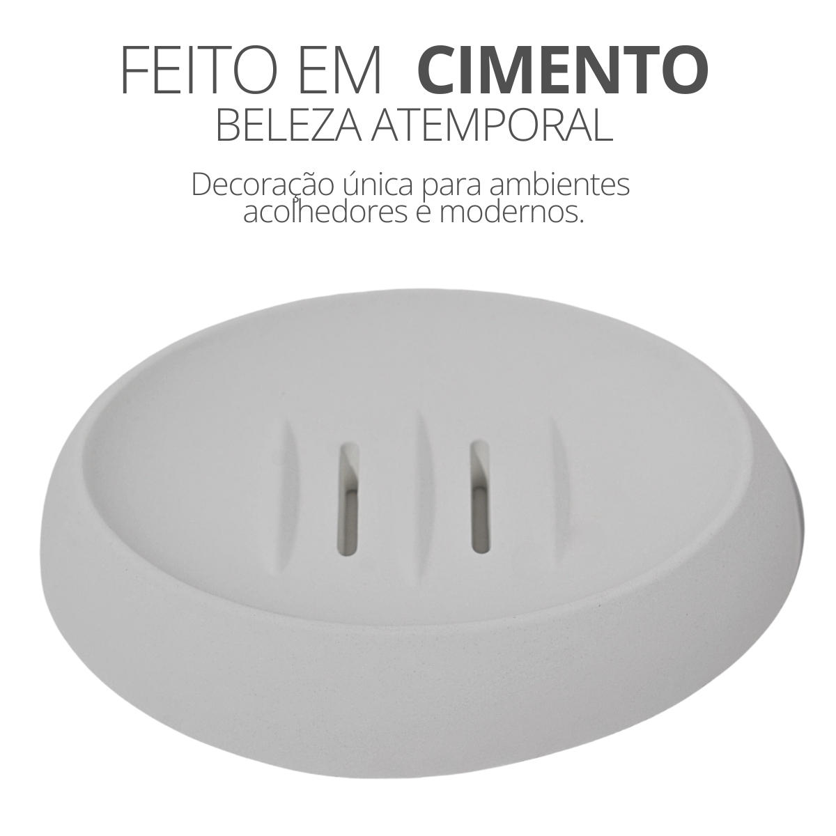 Saboneteira Porta Sabonete Banheiro Oval  Luxo 12,5cm em Cimento - Branco