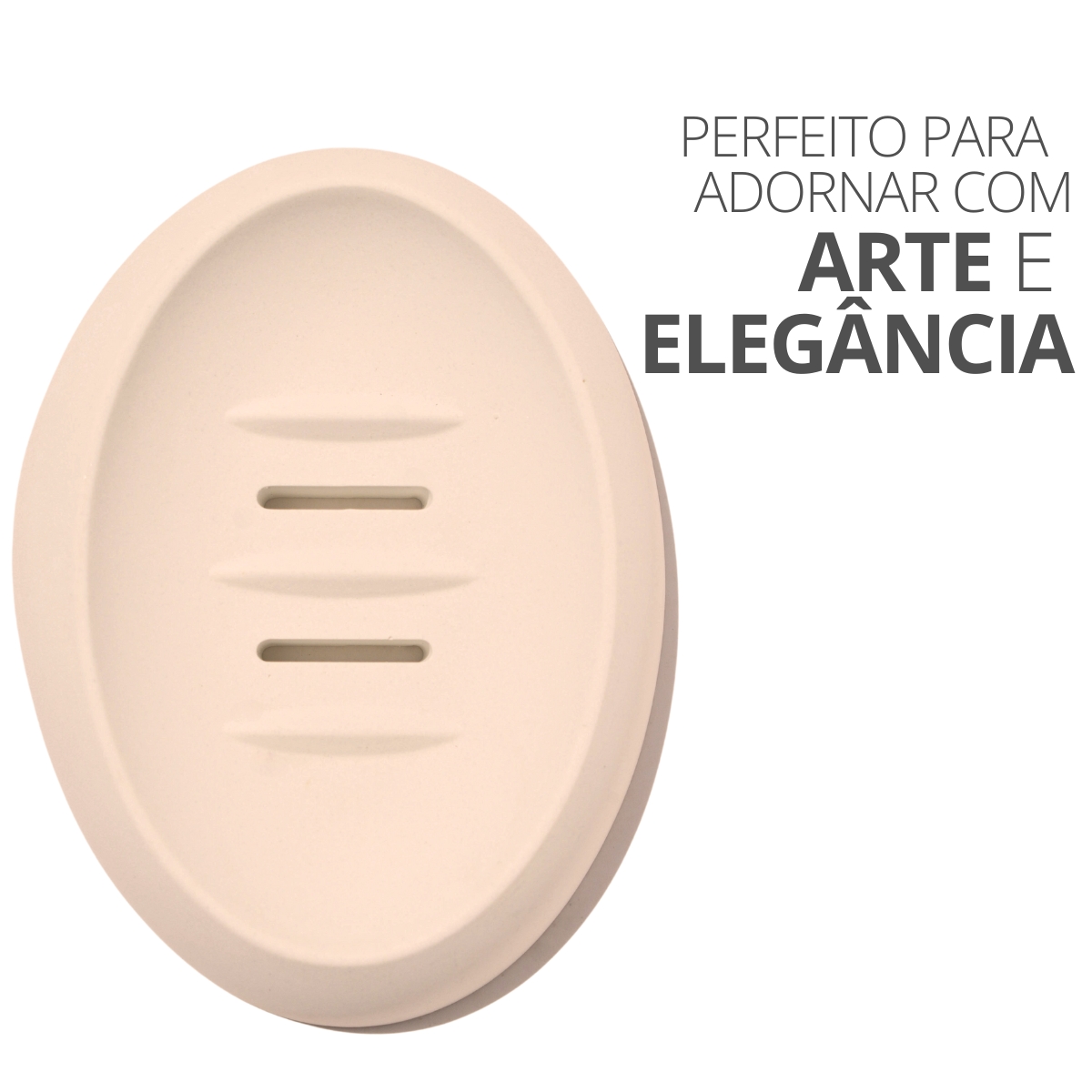 Saboneteira Porta Sabonete Banheiro Oval  Luxo 12,5cm em Cimento - Cinza