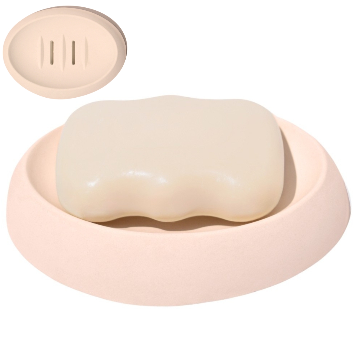 Saboneteira Porta Sabonete Banheiro Oval  Luxo 12,5cm em Cimento - Palha