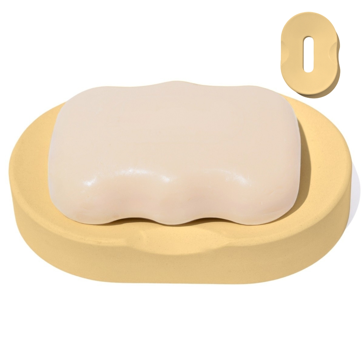 Saboneteira Porta Sabonete Banheiro Oval 11cm em Cimento - Amarelo