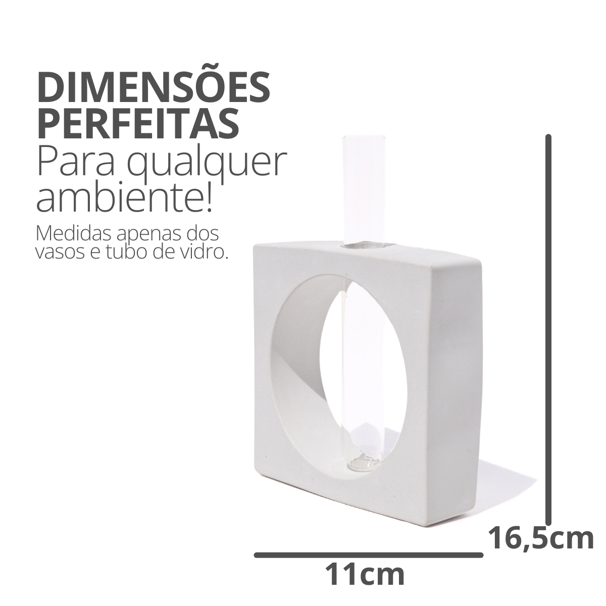 Vaso Decorativo Artesanal Solitário Quadrado 16,5cm Cimento - Amarelo