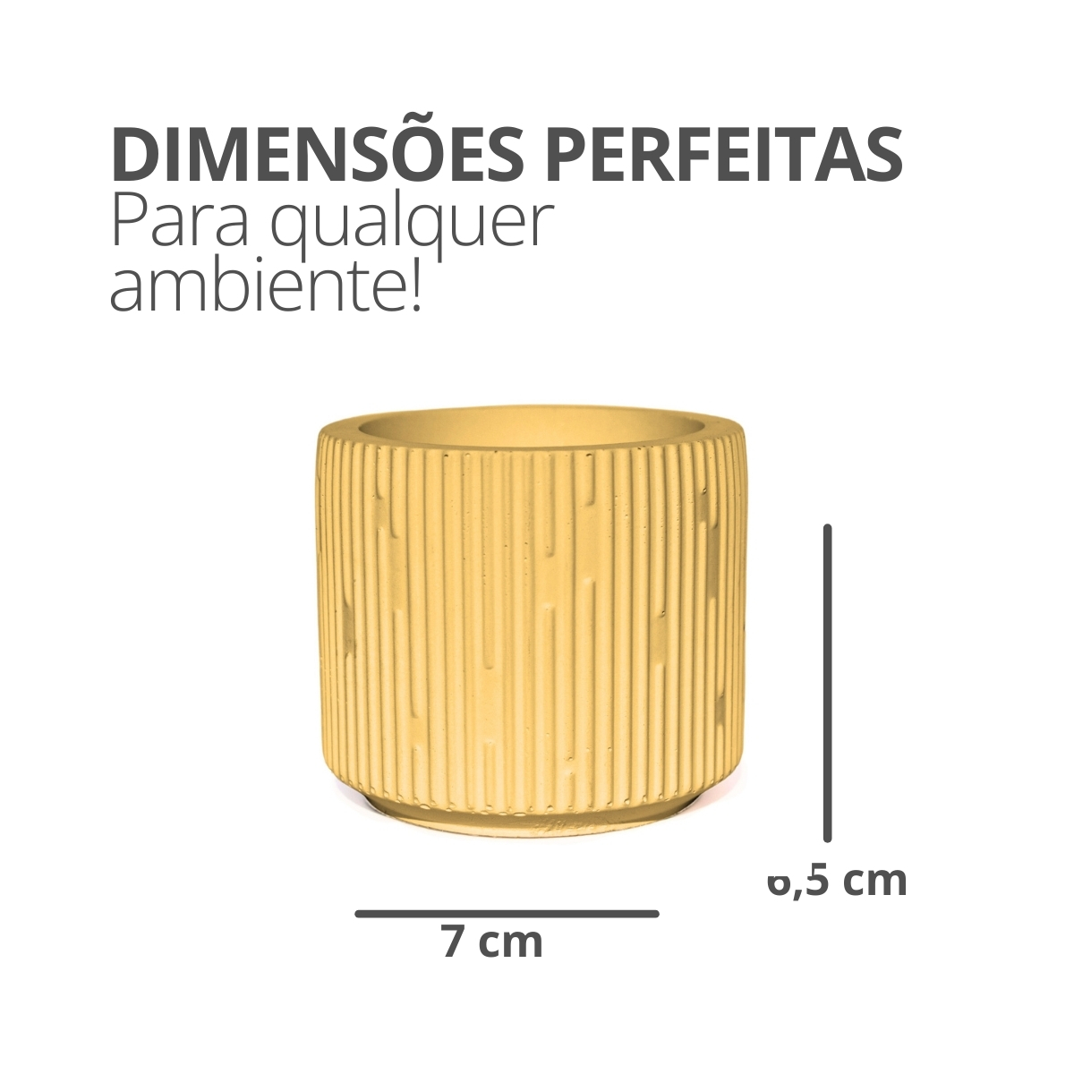 Vaso Decorativo Contemporâneo 7cm Em Cimento Artesanal  - Amarelo