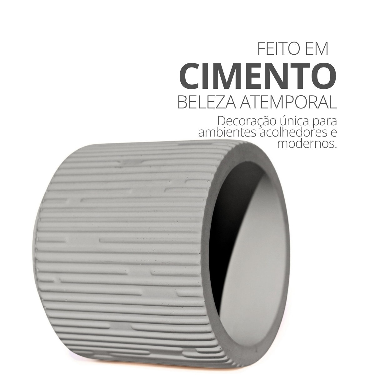 Vaso Decorativo Contemporâneo 7cm Em Cimento Artesanal  - Cinza
