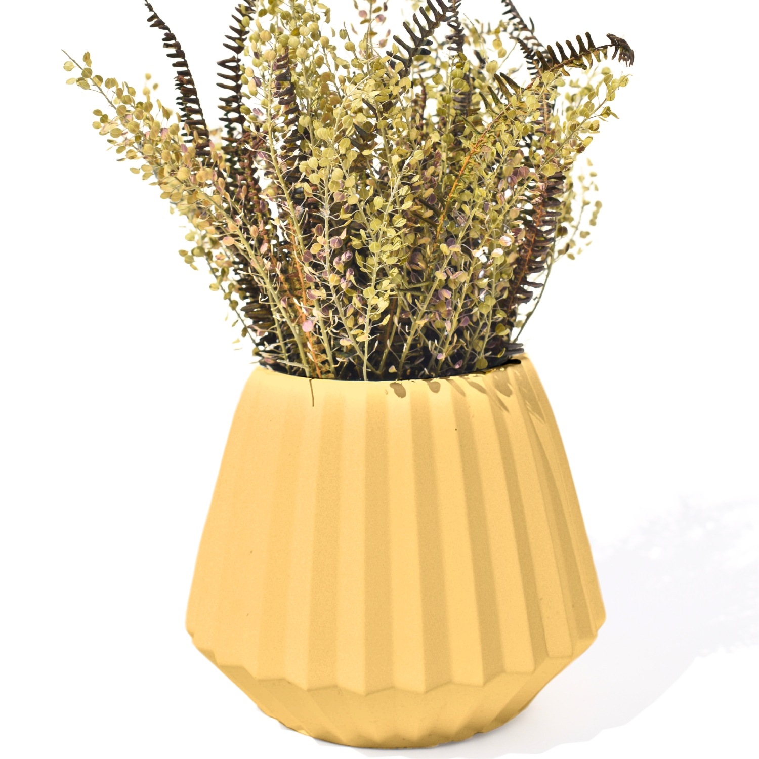 Vaso Decorativo Diamante Artesanal 10,5x13cm Em Cimento - Amarelo