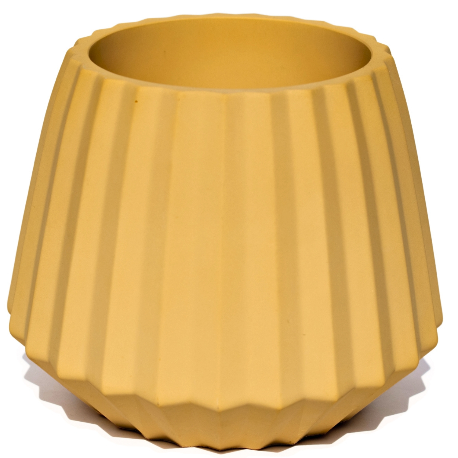 Vaso Decorativo Diamante Artesanal 10,5x13cm Em Cimento - Amarelo
