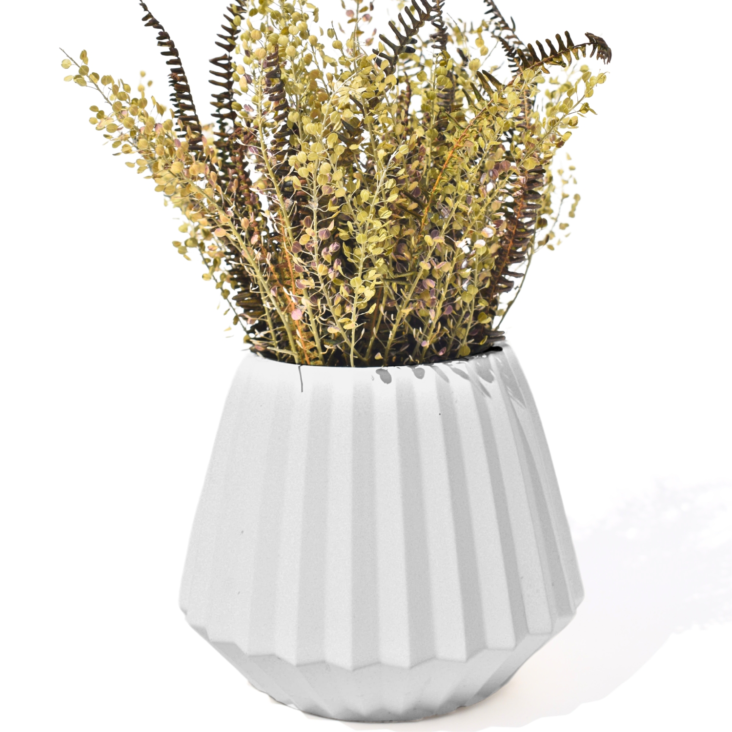 Vaso Decorativo Diamante Artesanal 10,5x13cm Em Cimento - Branco