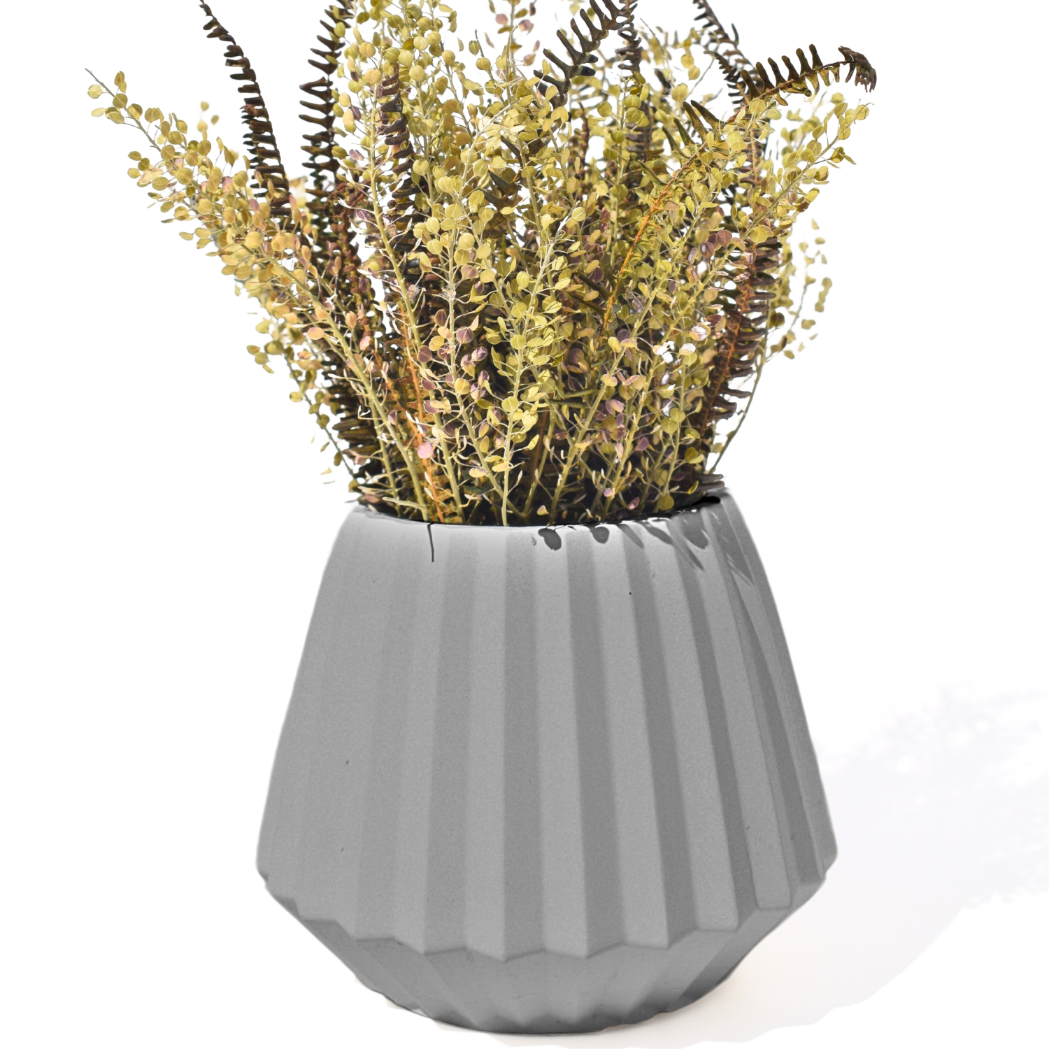 Vaso Decorativo Diamante Artesanal 10,5x13cm Em Cimento - Cinza