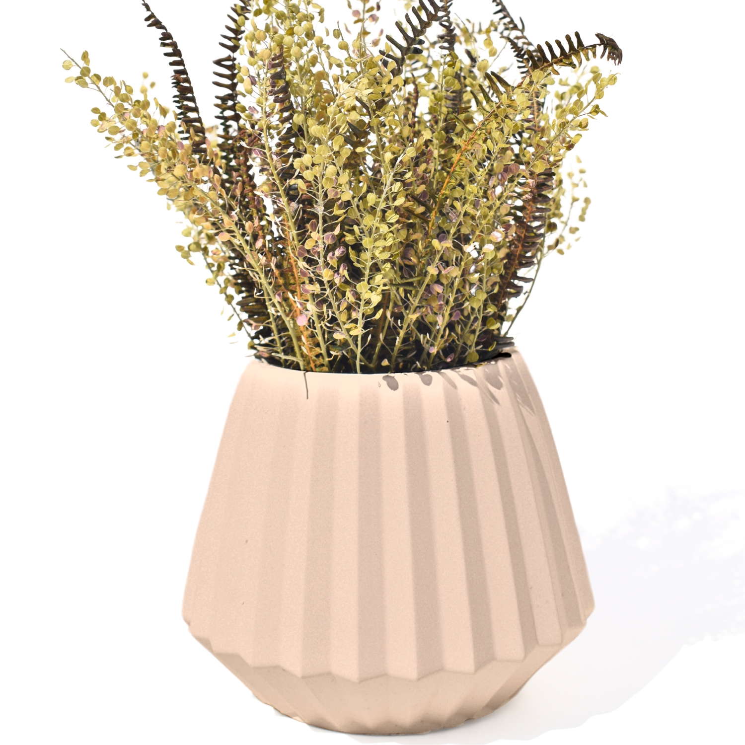 Vaso Decorativo Diamante Artesanal 10,5x13cm Em Cimento - Palha