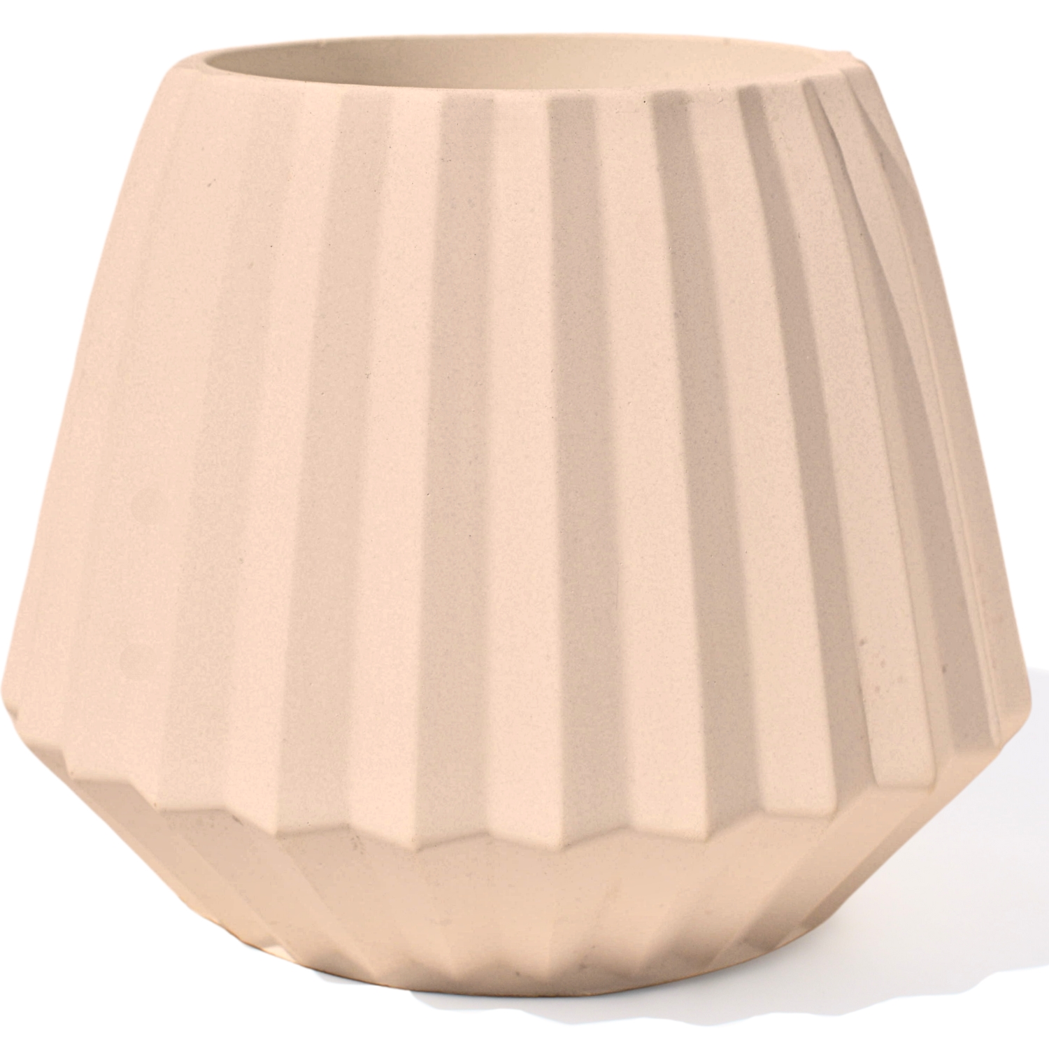 Vaso Decorativo Diamante Artesanal 10,5x13cm Em Cimento - Palha