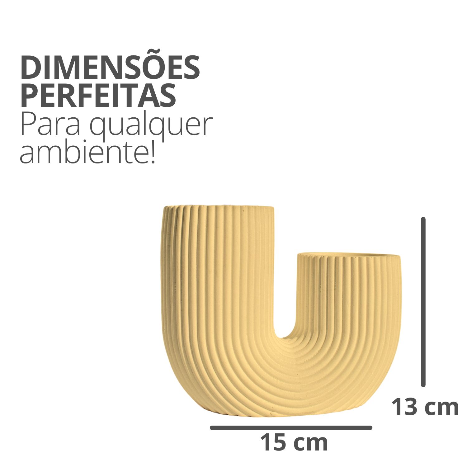 Vaso Decorativo Duplo Joana Artesanal 15cm em Cimento Artesanal - Amarelo