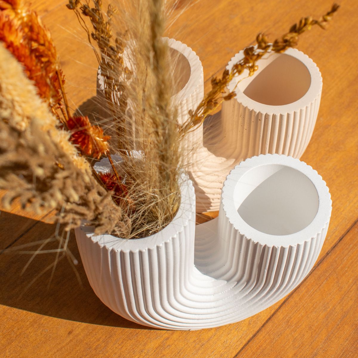 Vaso Decorativo Duplo Joana Artesanal 15cm em Cimento Artesanal - Branco