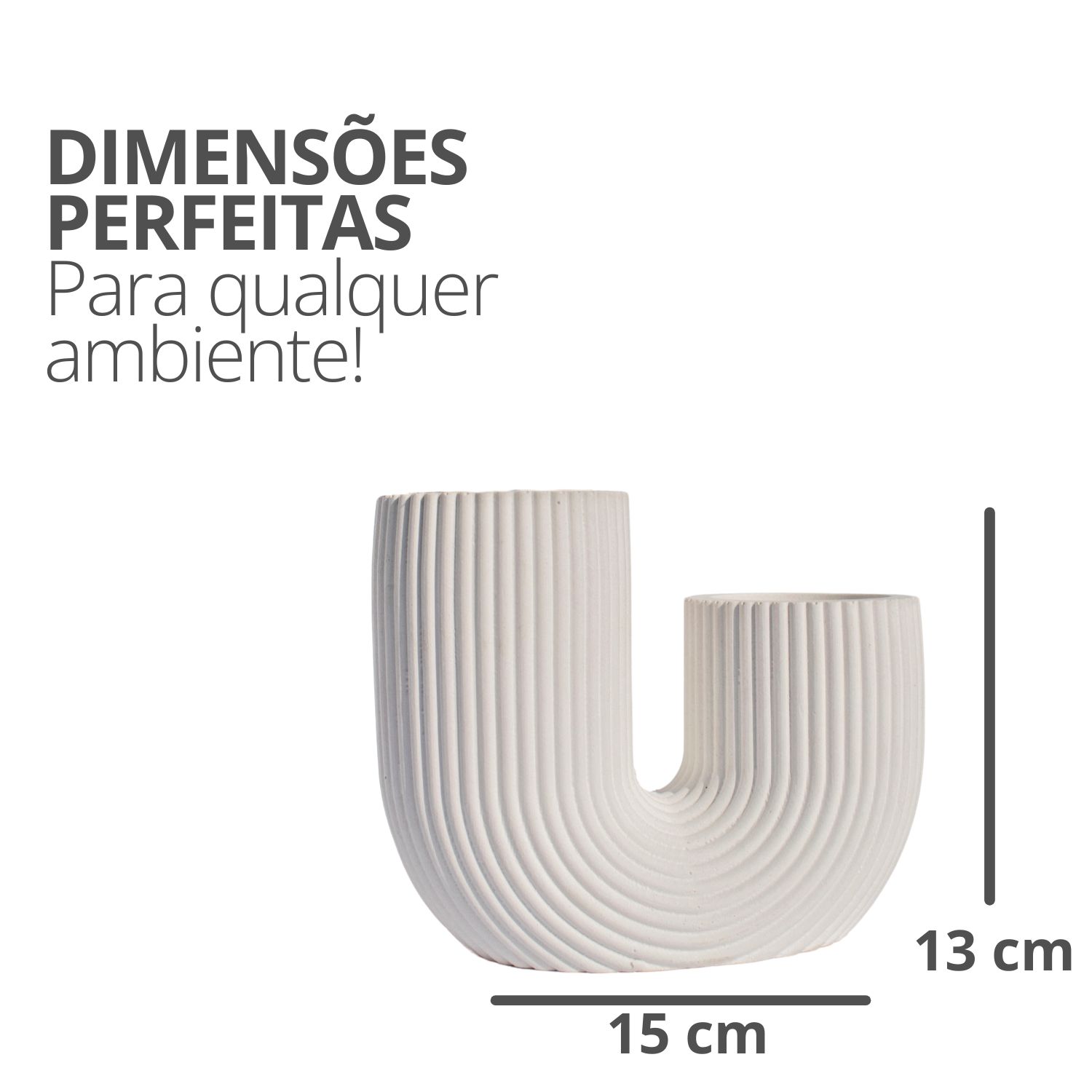 Vaso Decorativo Duplo Joana Artesanal 15cm em Cimento Artesanal - Branco