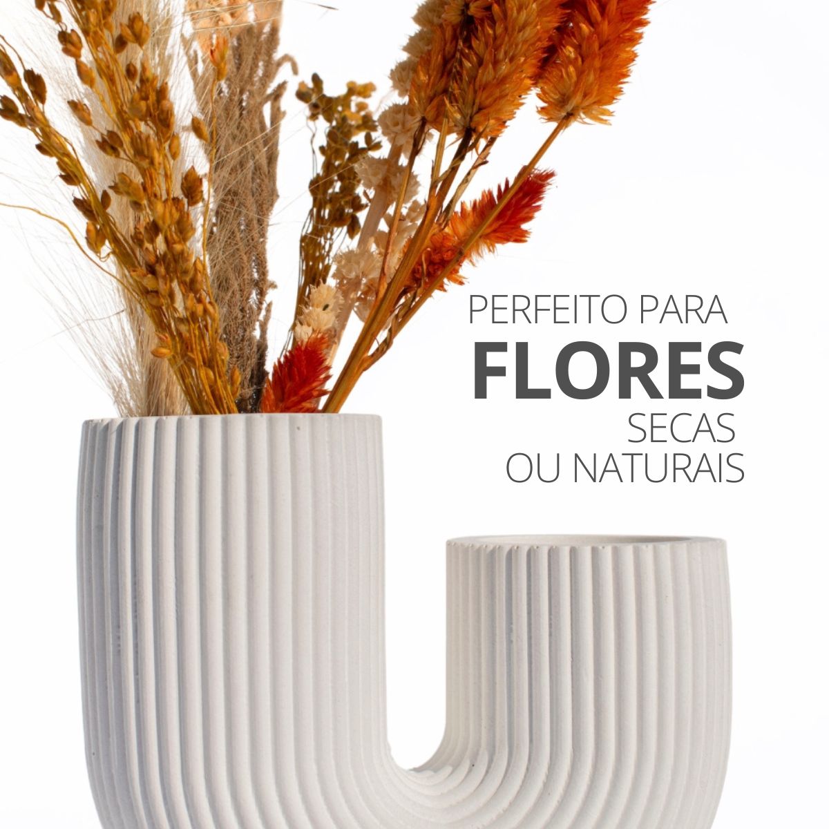 Vaso Decorativo Duplo Joana Artesanal 15cm em Cimento Artesanal - Branco