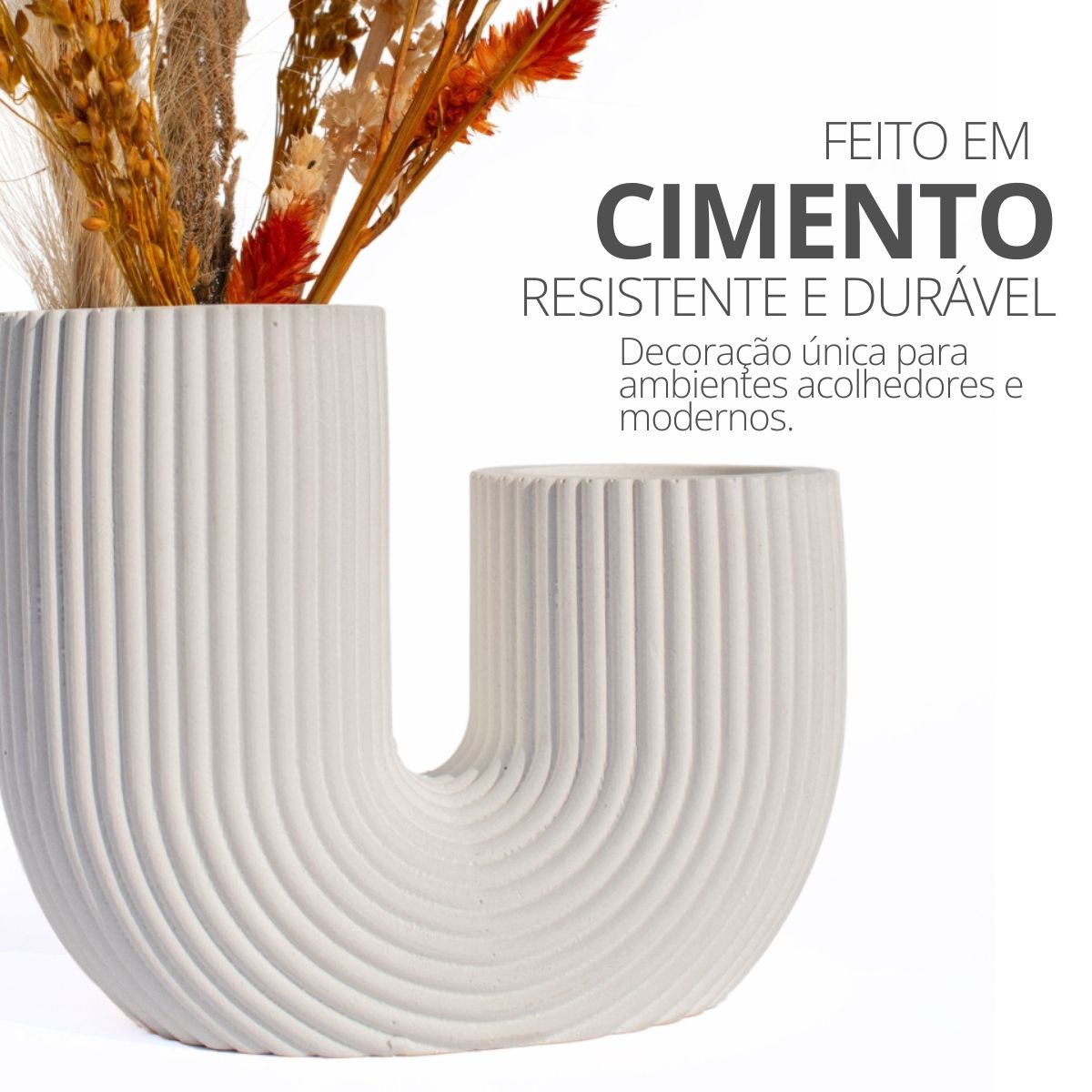 Vaso Decorativo Duplo Joana Artesanal 15cm em Cimento Artesanal - Branco