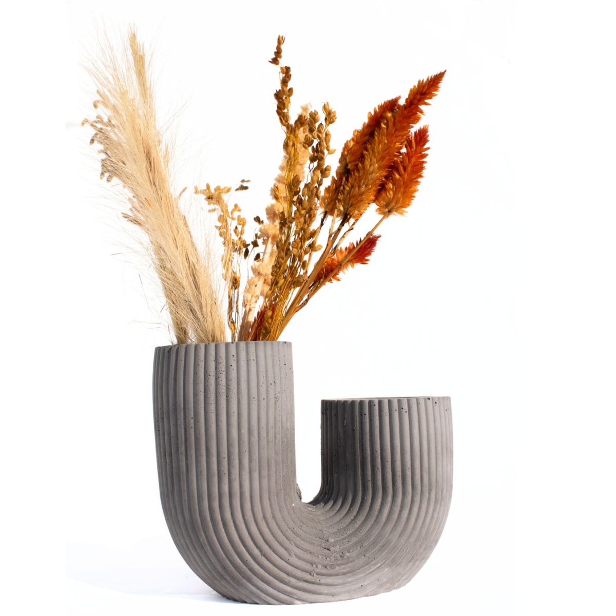 Vaso Decorativo Duplo Joana Artesanal 15cm em Cimento Artesanal - Cinza