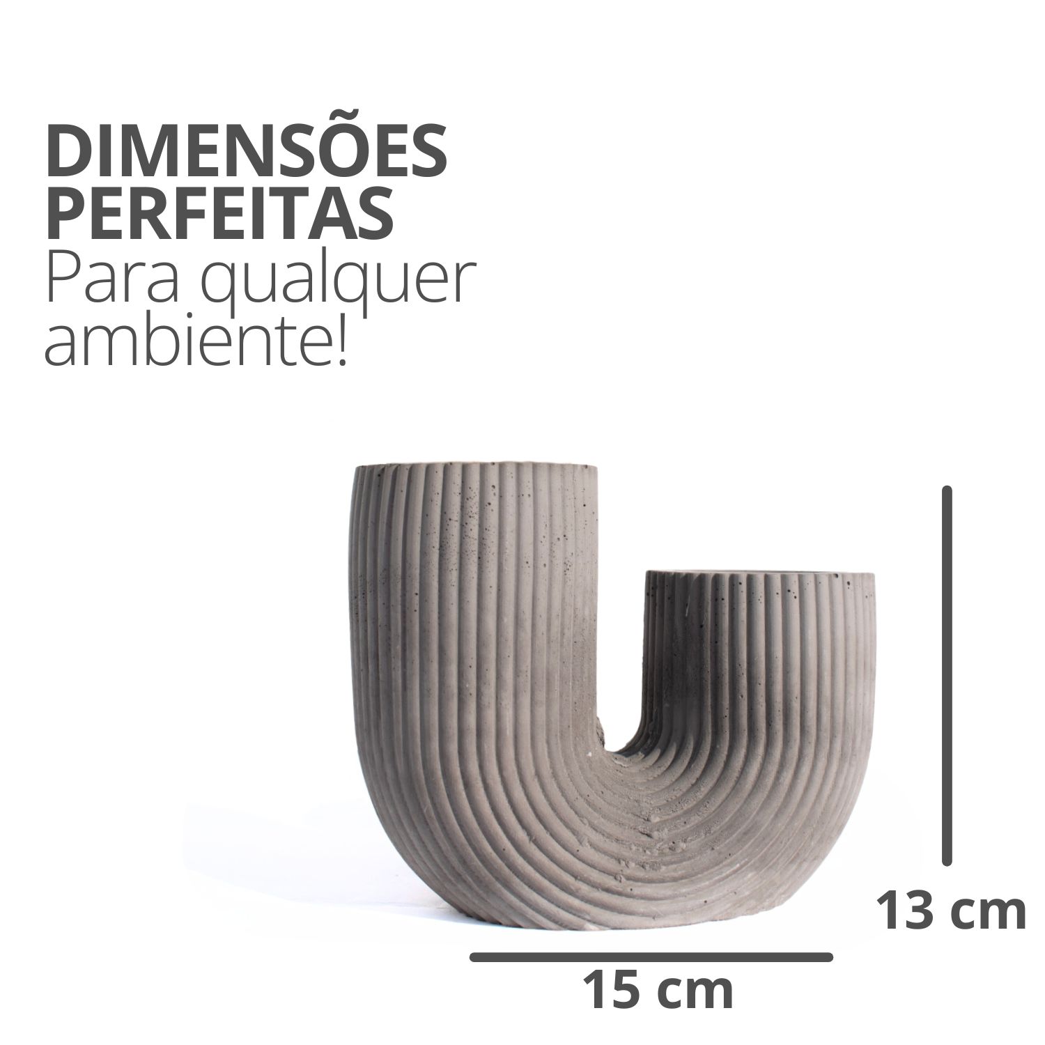 Vaso Decorativo Duplo Joana Artesanal 15cm em Cimento Artesanal - Cinza