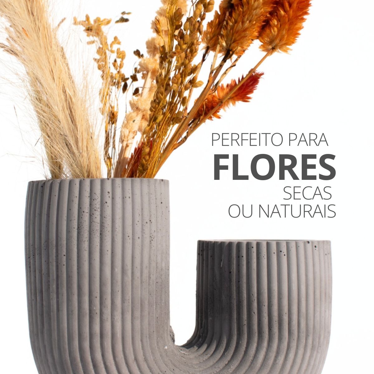 Vaso Decorativo Duplo Joana Artesanal 15cm em Cimento Artesanal - Cinza