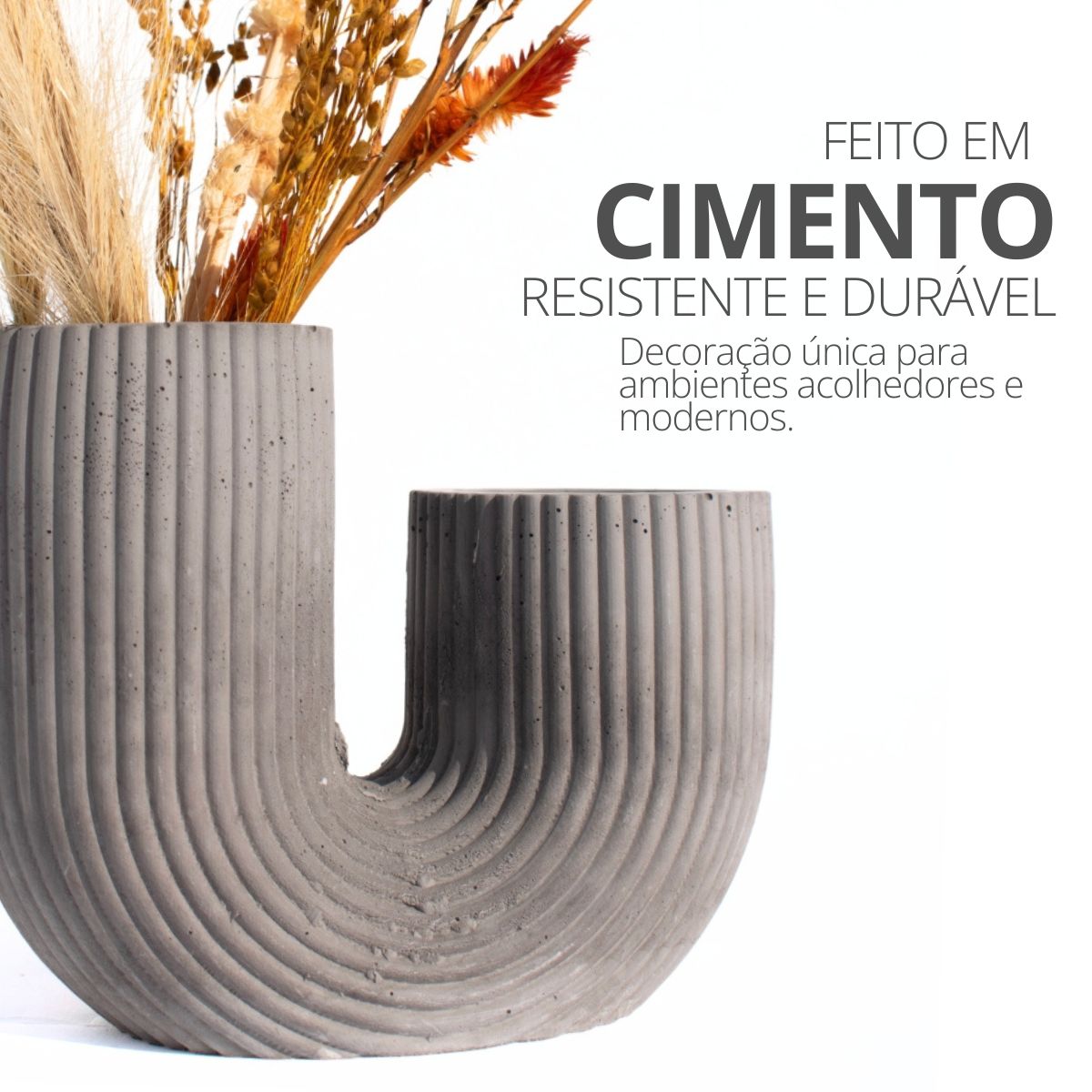 Vaso Decorativo Duplo Joana Artesanal 15cm em Cimento Artesanal - Cinza