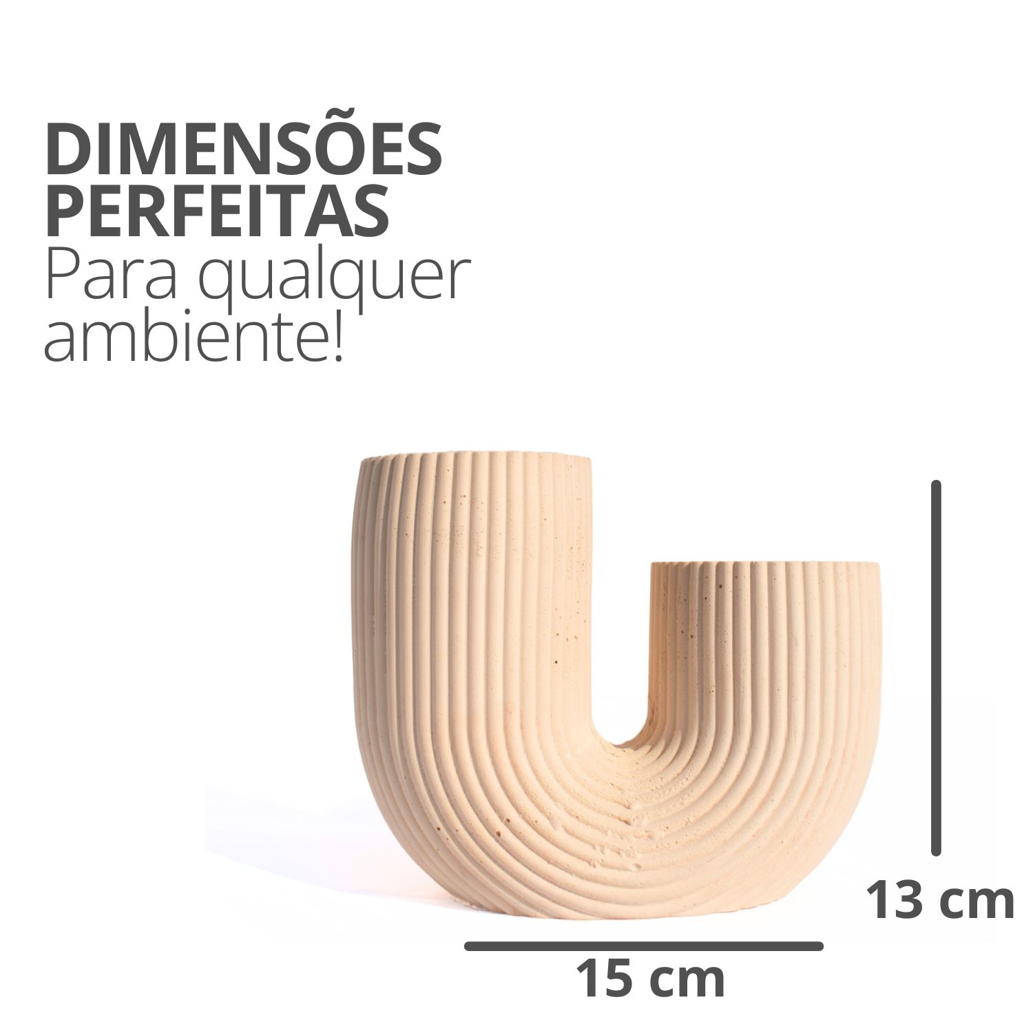 Vaso Decorativo Duplo Joana Artesanal 15cm em Cimento Artesanal - Palha