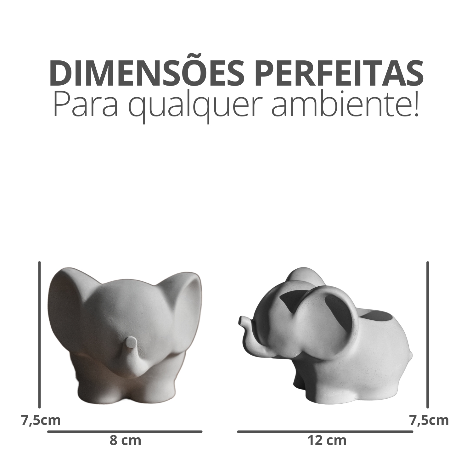 Vaso Decorativo Elefante 12cm Cimento Artesanal - Palha