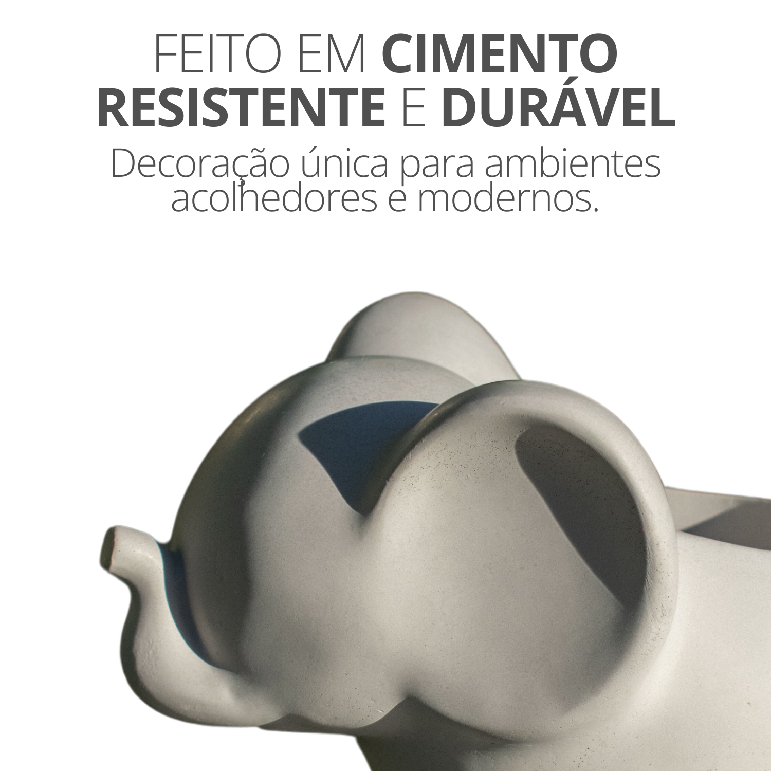 Vaso Decorativo Elefante 12cm Cimento Artesanal - Palha