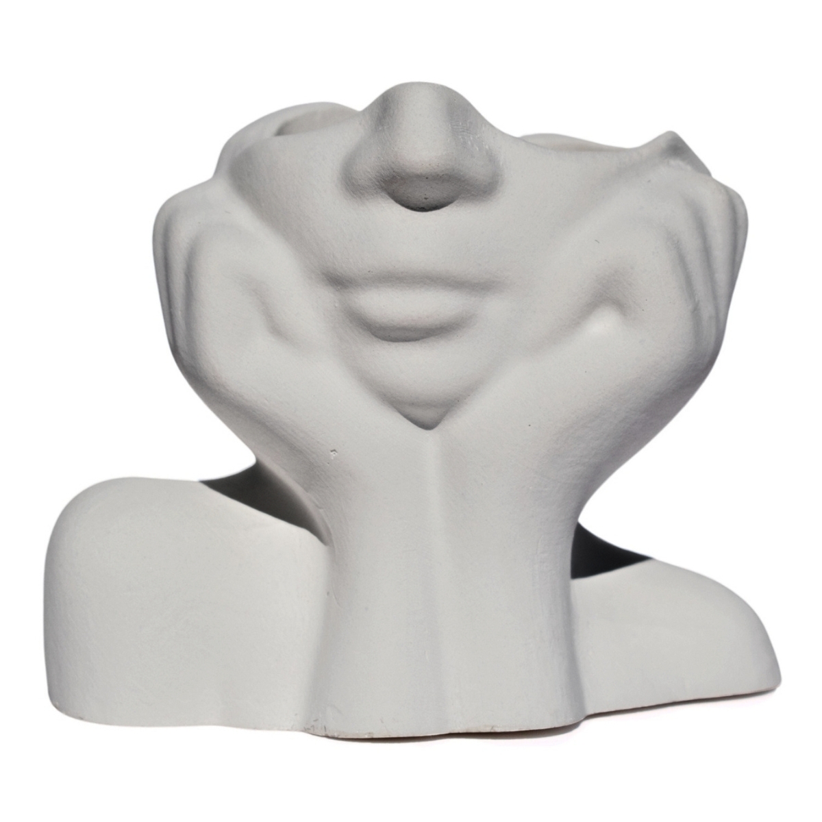 Vaso Decorativo Mão No Rosto 11cm Cimento Artesanal - Cinza