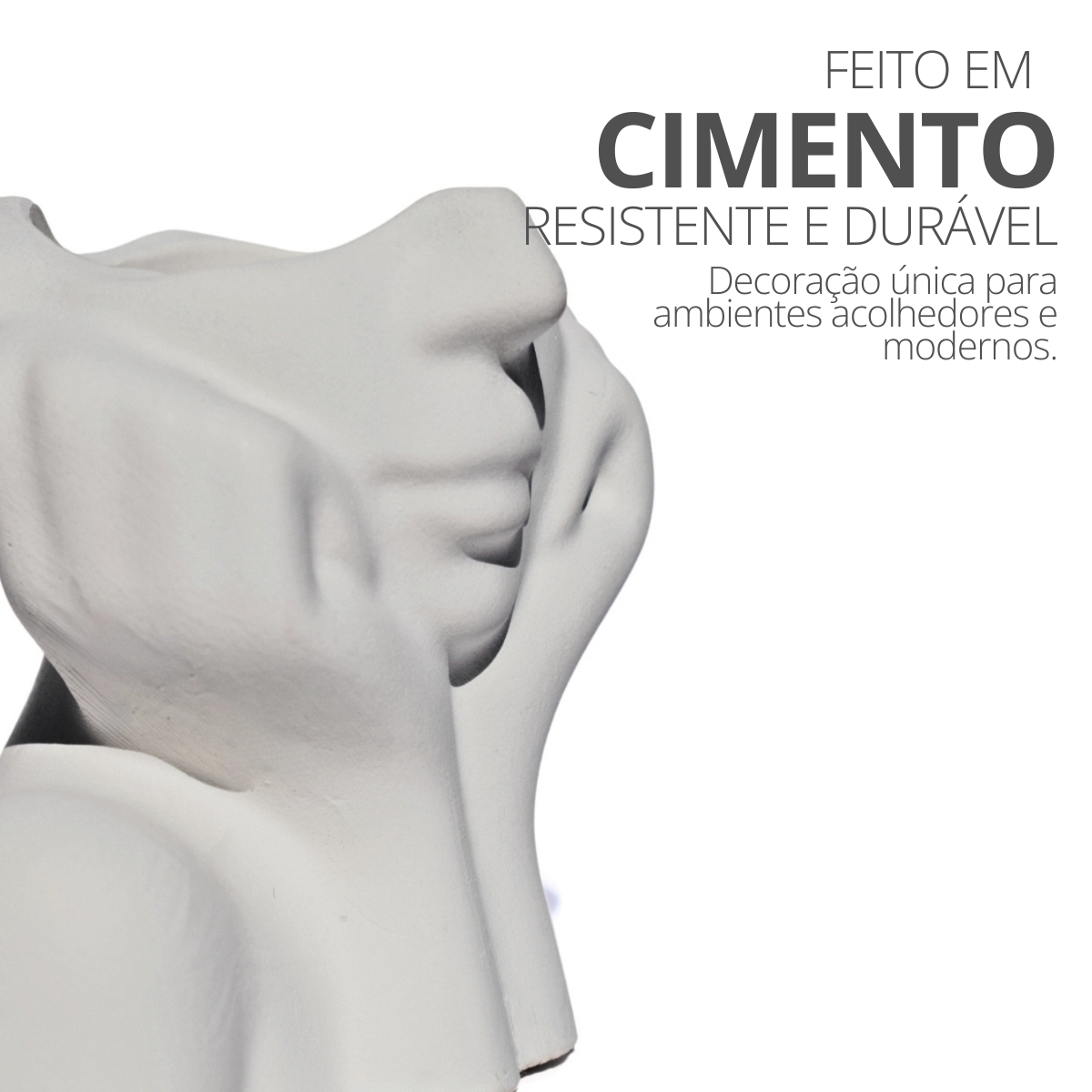 Vaso Decorativo Mão No Rosto 11cm Cimento Artesanal - Cinza