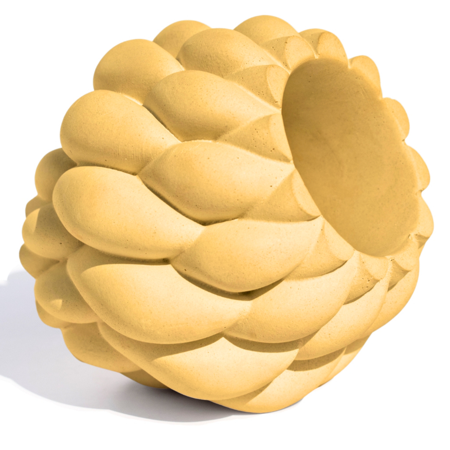 Vaso Decorativo Novelo 13cm em Cimento Artesanal Sala e Cozinha - Amarelo