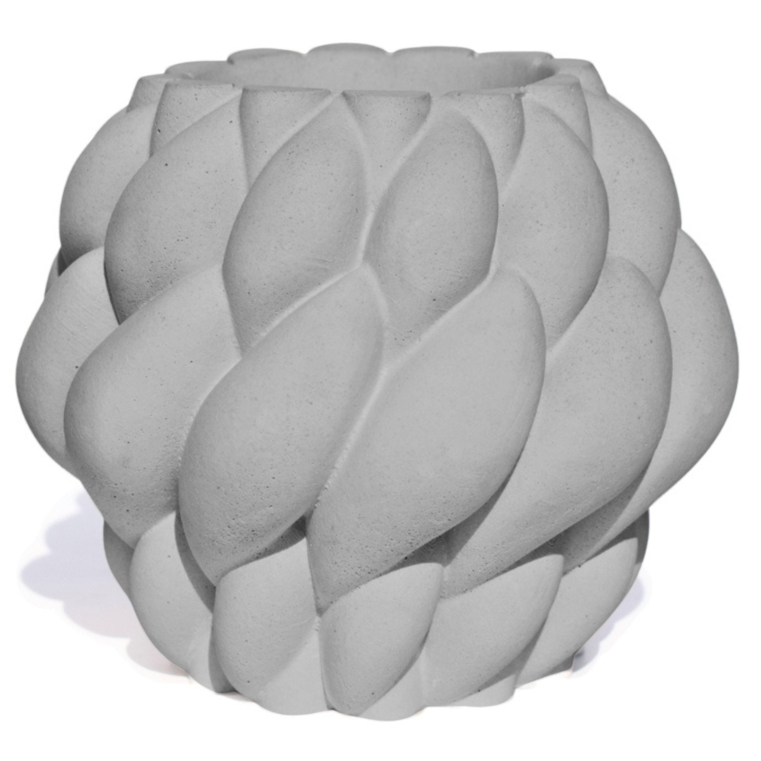 Vaso Decorativo Novelo 13cm em Cimento Artesanal Sala e Cozinha - Cinza