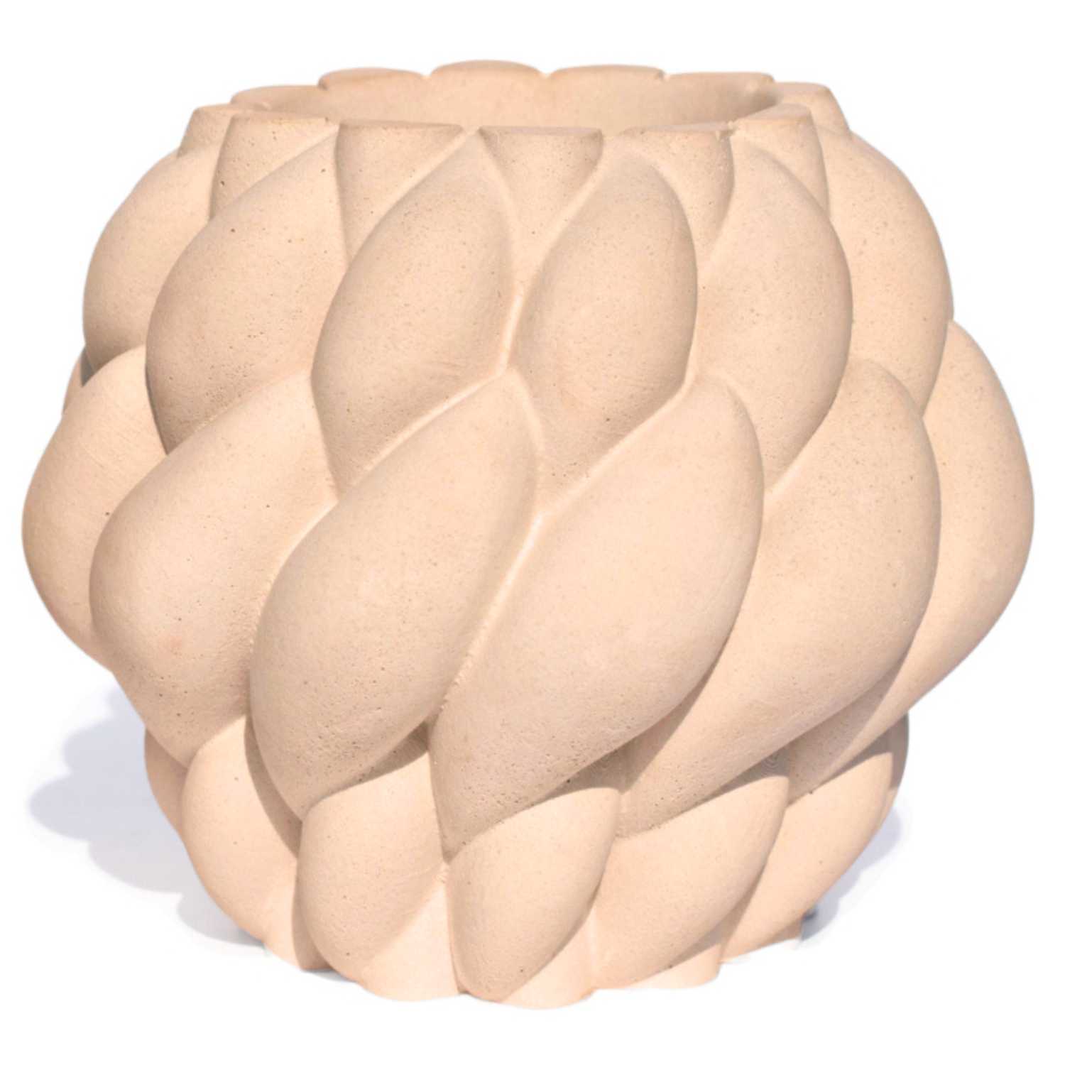 Vaso Decorativo Novelo 13cm em Cimento Artesanal Sala e Cozinha - Palha