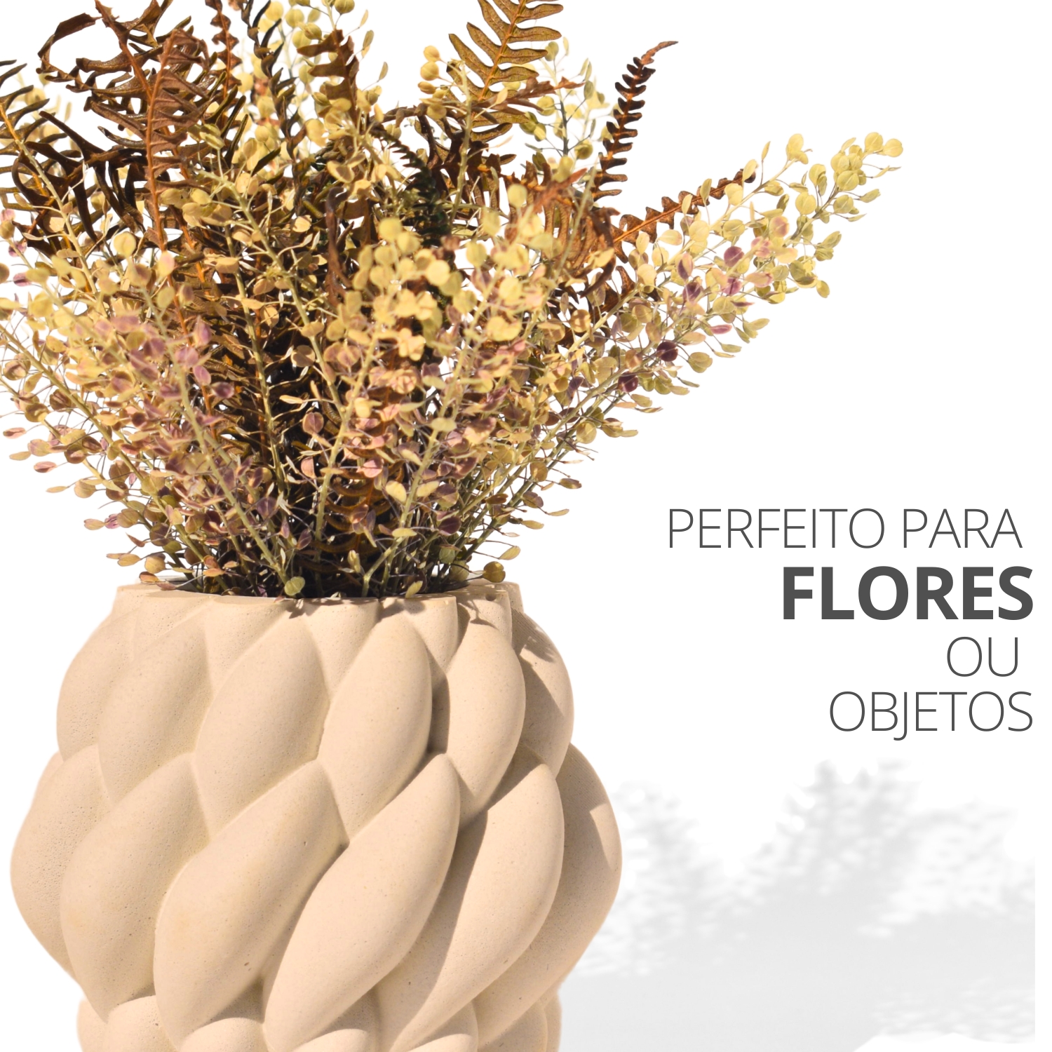 Vaso Decorativo Novelo 9cm em Cimento Artesanal Sala e Cozinha - Amarelo