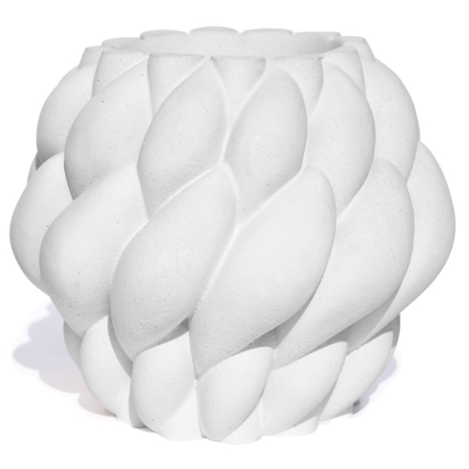 Vaso Decorativo Novelo 9cm em Cimento Artesanal Sala e Cozinha - Branco