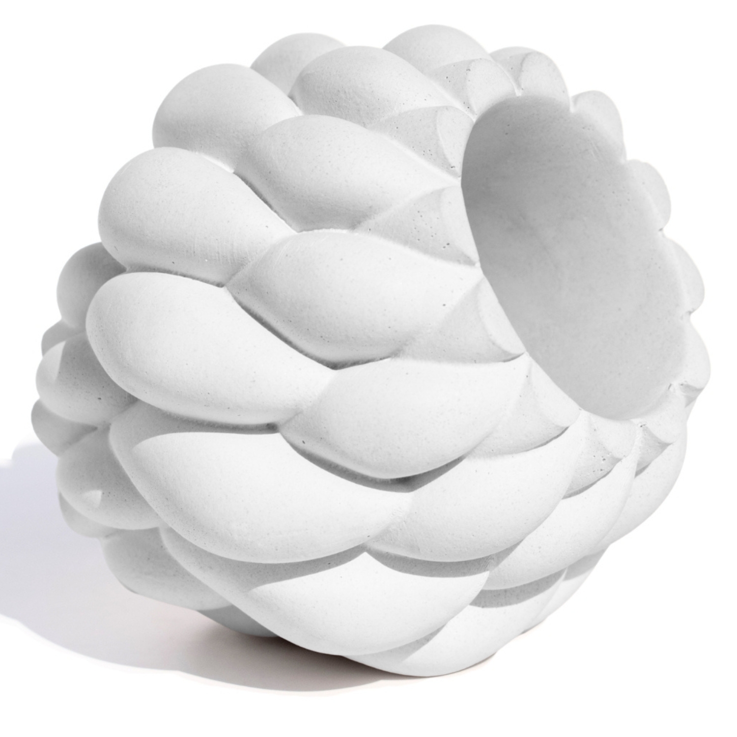 Vaso Decorativo Novelo 9cm em Cimento Artesanal Sala e Cozinha - Branco