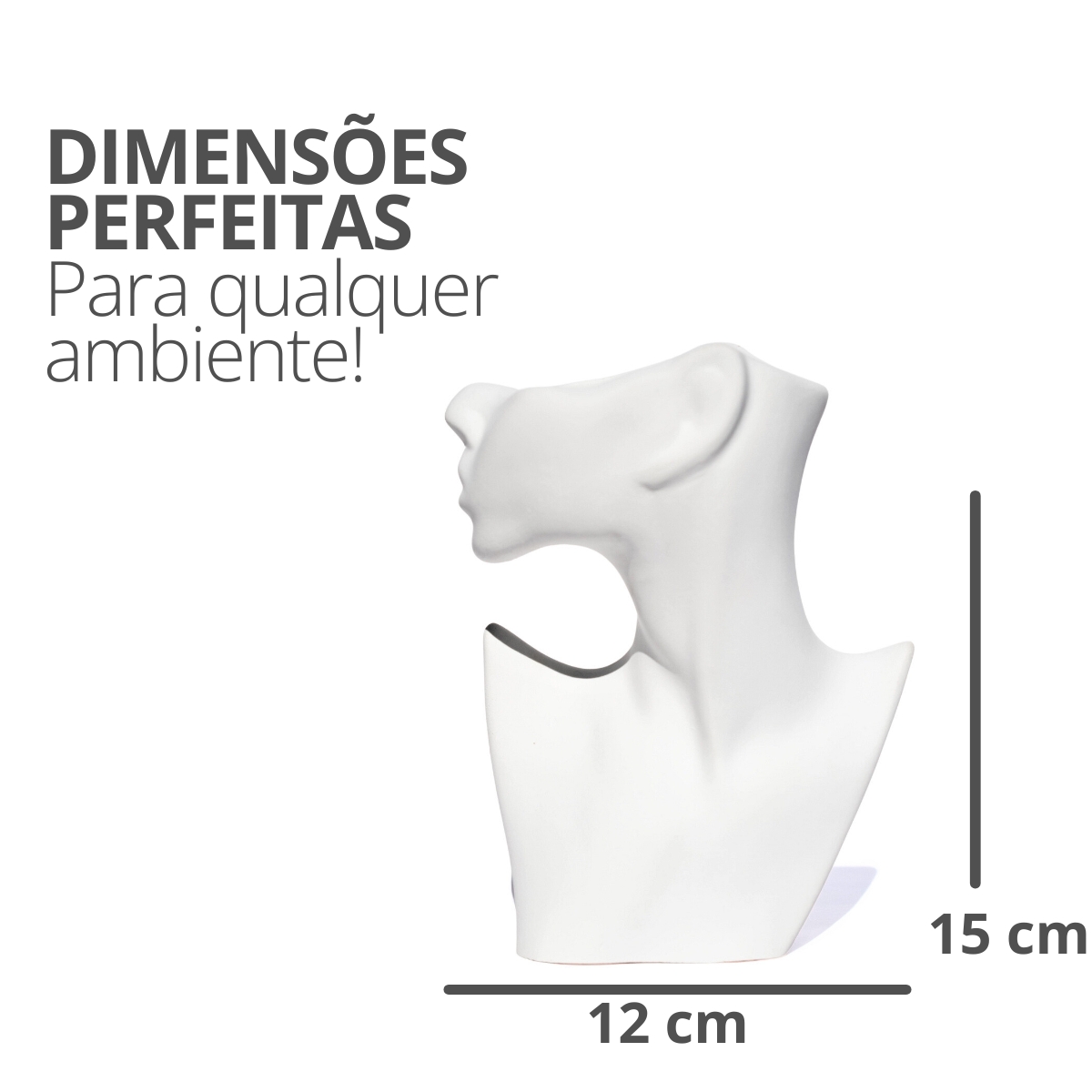 Vaso Decorativo Perfil Rosto Artesanal Decoração Sala e Casa - Branco