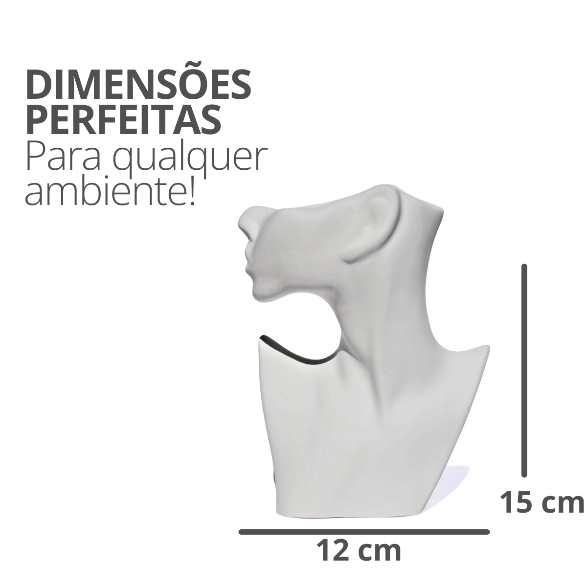 Vaso Decorativo Perfil Rosto Artesanal Decoração Sala e Casa - Cinza