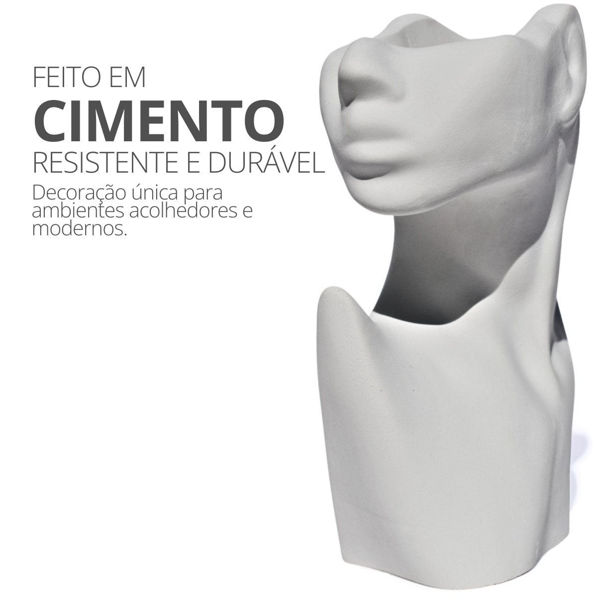 Vaso Decorativo Perfil Rosto Artesanal Decoração Sala e Casa - Cinza