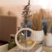 Vaso Decorativo Solitário Argola 16,5cm Artesanal em Cimento - Palha