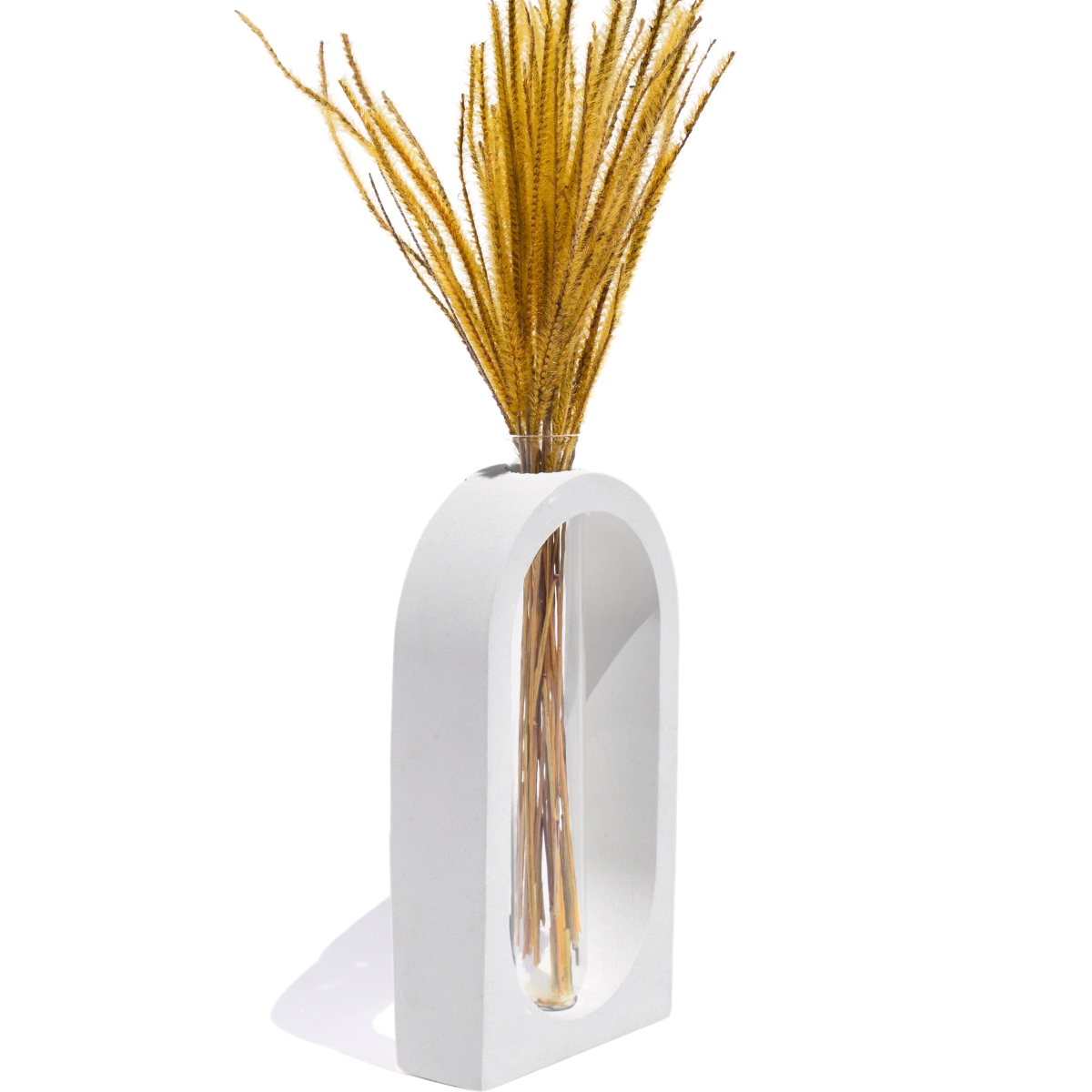 Vaso Decorativo Solitário Janela 16,5cm Artesanal em Cimento - Branco