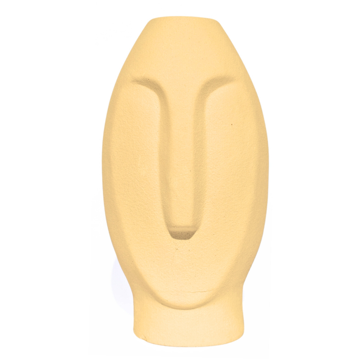 Vaso Decorativo Solitário Moai 18cm Artesanal Em Cimento - Amarelo