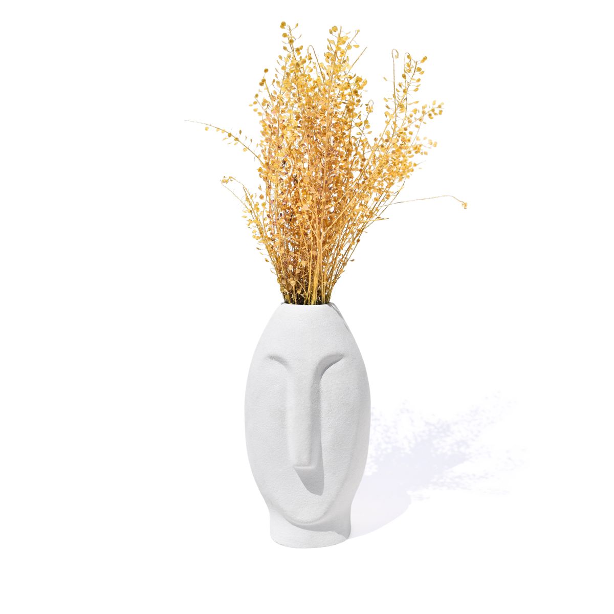 Vaso Decorativo Solitário Moai 18cm Artesanal Em Cimento - Branco