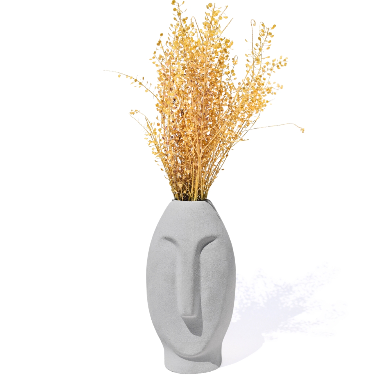 Vaso Decorativo Solitário Moai 18cm Artesanal Em Cimento - Cinza